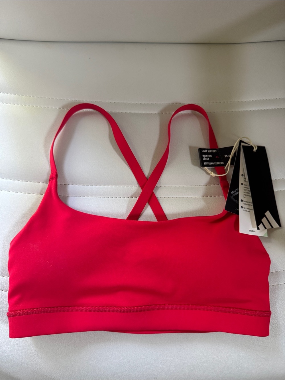 adidas Bright Red Cross-Back Sports Bra